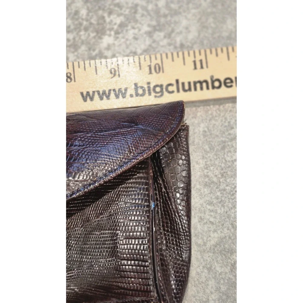 THE SPEAKEASY SIREN Vintage Mid-Century Oxblood Reptile-Texture Envelope Clutch